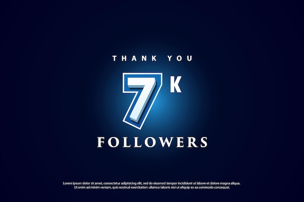 7k followers celebration banner with touch of blue light effect Premium design vector