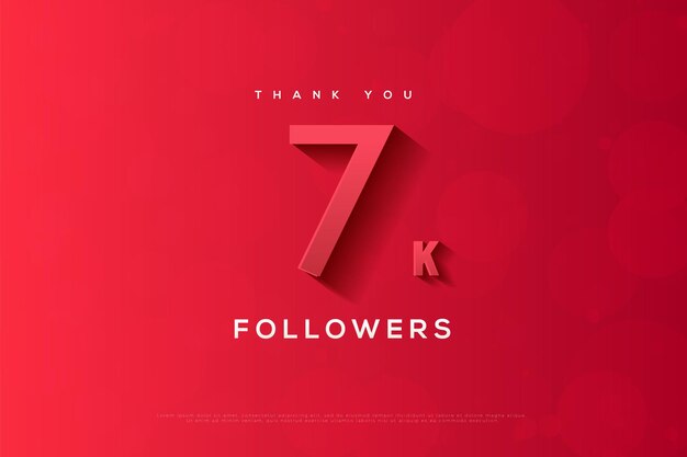 7k followers in red color concept