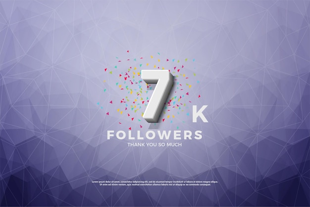 7k followers with embossed 3d numbers