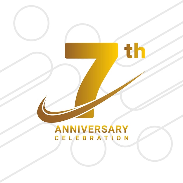 7th anniversary celebration golden anniversary celebration logo type isolated on white background vector illustration