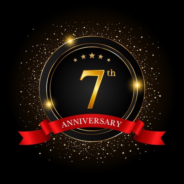 7th Anniversary Golden anniversary celebration template design Vector illustrations