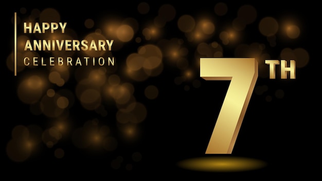 7th anniversary logo with gold color for booklets leaflets magazines brochure posters banners web invitations or greeting cards Vector illustration