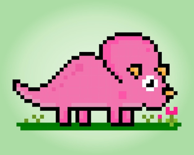 8 bit dinosaur pixels Animals in vector illustrations for Cross Stitch patterns