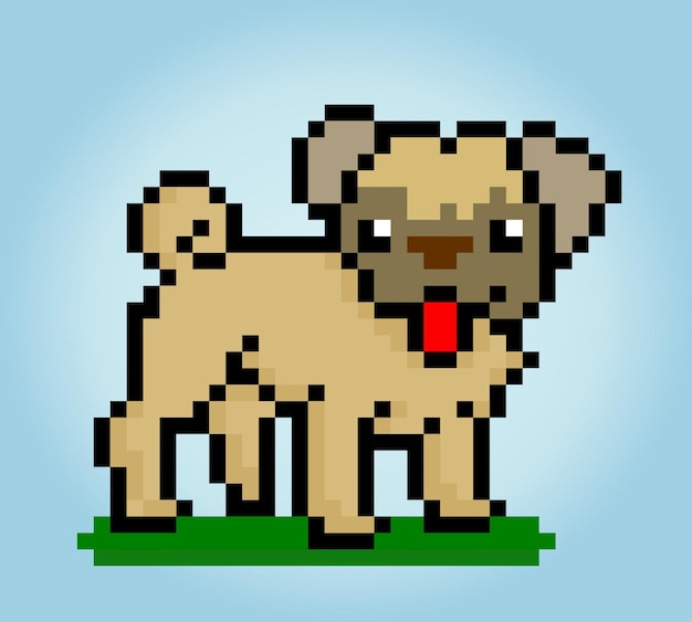 8 bit pixel of boxer dog Animal for asset games in vector illustrations Cross Stitch pattern