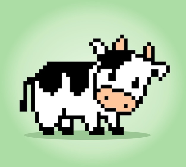 8 bit pixel of cow Animals for game assets in vector illustrations Cross Stitch Pattern Cow