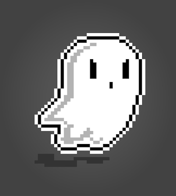 8 bit Pixel ghost Cute flying ghost in vector illustration