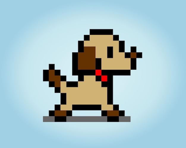 8 bit pixel of puppy Animal for asset games in vector illustrations Cross Stitch pattern