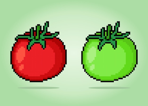 8 bit pixel tomato Vegetables in vector illustrations for game assets and cross stitch patterns