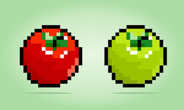 8 bit pixel tomato Vegetables in vector illustrations for game assets and cross stitch patterns