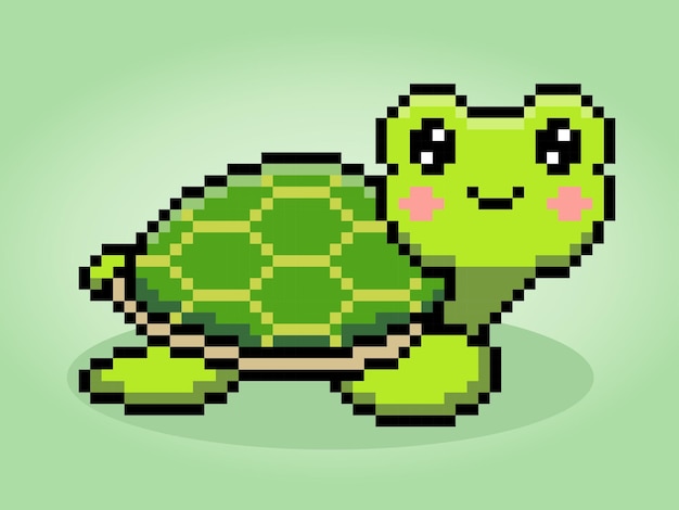 8 bit Pixel turtle Animal pixels in Vector illustration for game asset or cross stitch pattern