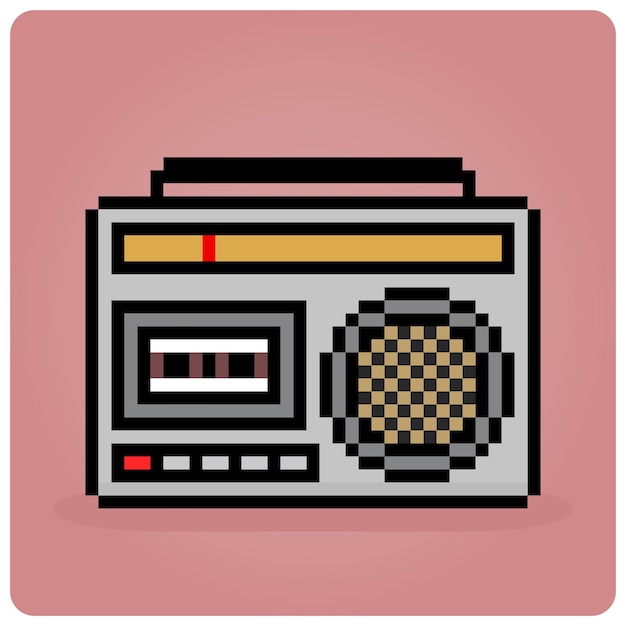 8 bit pixel Vintage radio classic. Radio pixel for game asset and web icon in vector illustration