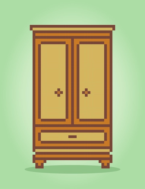 8 bit pixel wood clothes in vector illustrations for game assets wardrobe pixel art