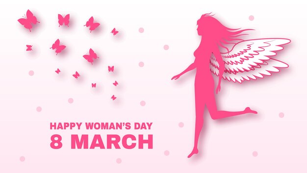 8 March Happy Holiday International Women's Day Greeting Background. Vector Design Banner Party