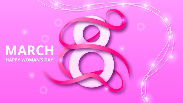 8 March Happy Holiday International Women's Day Greeting Background. Vector Design Banner Party