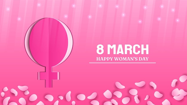 8 March Happy Holiday International Women's Day Greeting Background. Vector Design Banner Party