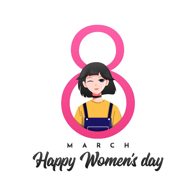 8 March happy women's day design illustration