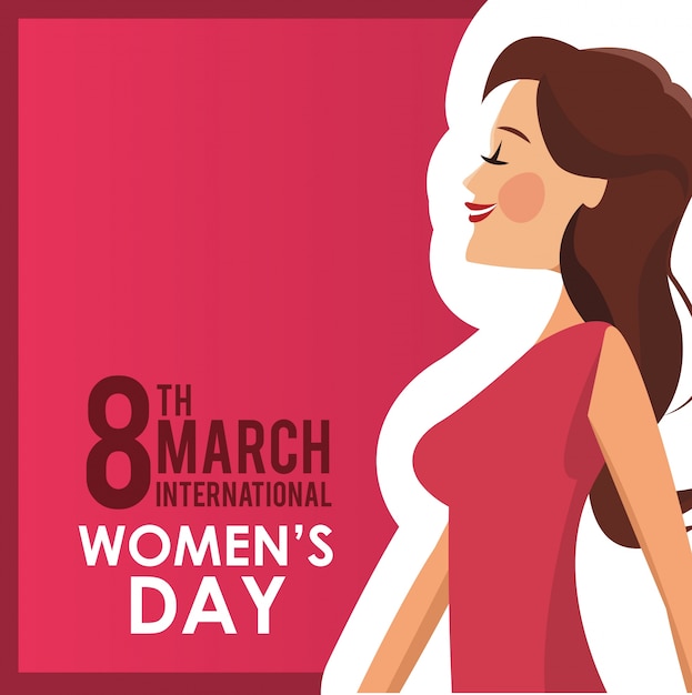 8 march womens day card girl 