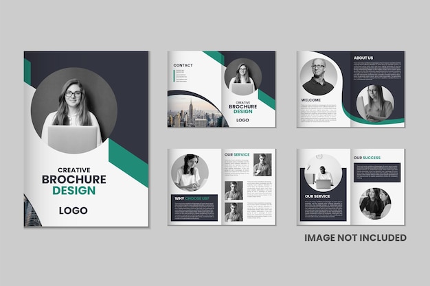 Vector 8 page a4 size brochure design corporate business flyer brochure modern bi fold magazine design