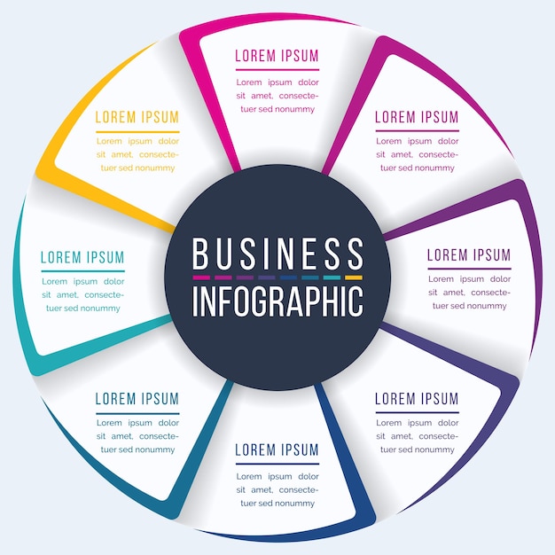 8 Steps Circle Infographic design 8 steps objects elements or options infographic business design