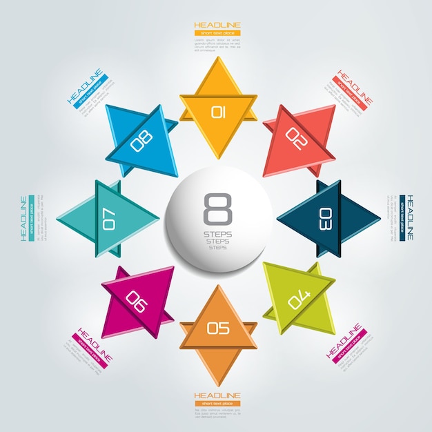 8 steps connected circle round infographic Vector illustration