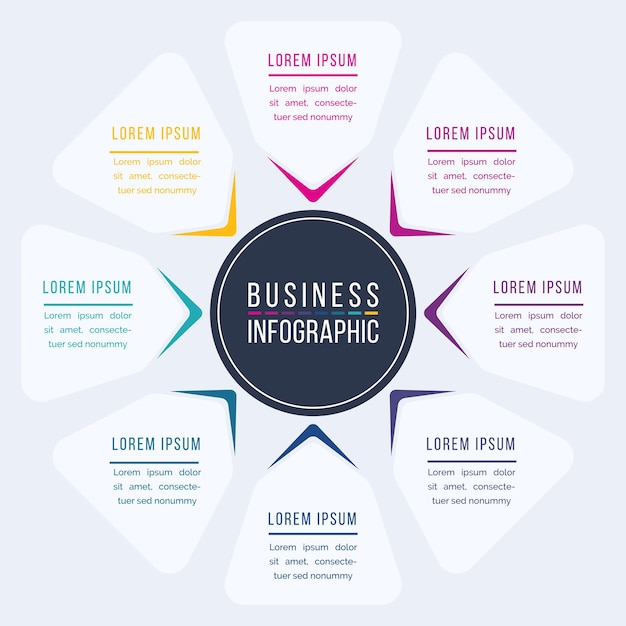 8 Steps Infographic business design 8 objects elements or options infographic template for business