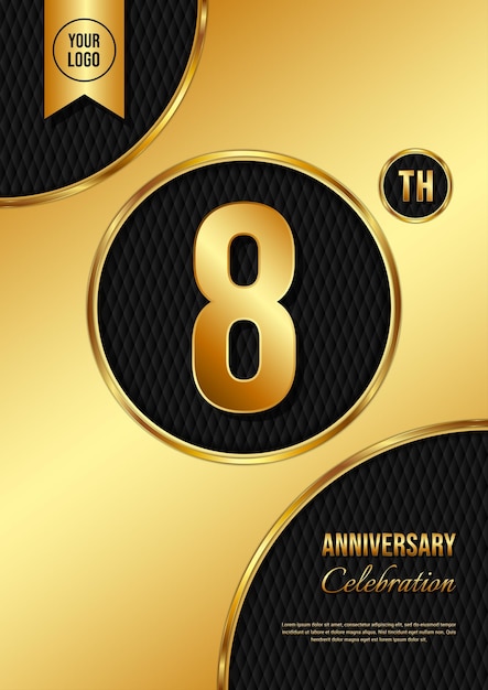 8 Year Anniversary celebration template design Golden Anniversary vector illustration