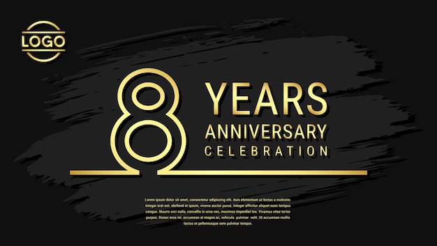 8 years anniversary celebration anniversary celebration template design with gold color isolated on black brush background vector template illustration