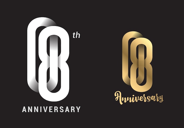 Vector 8 years anniversary celebration logo design anniversary logo paper cut letter and elegance golden color isolated on black background vector design for celebration invitation card and greeting card