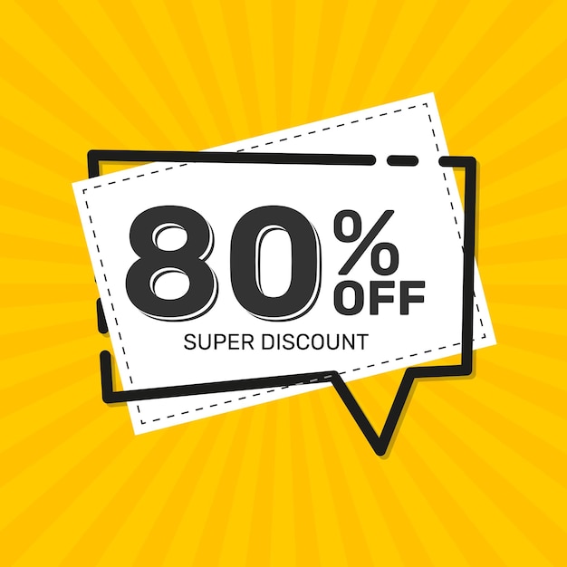 80 OFF Super Discount Discount Promotion Special Offer Discount Banner Yellow Square Banner