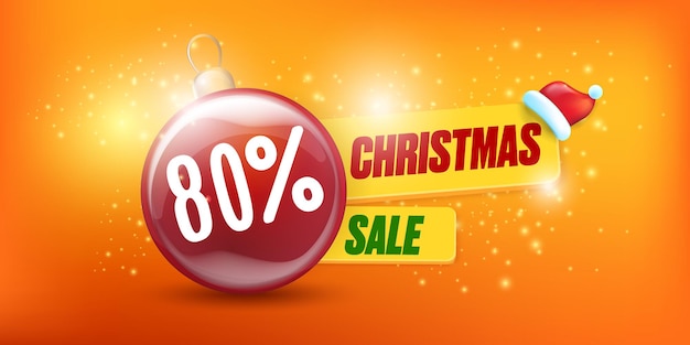 80 percent off Christmas sale banner design template