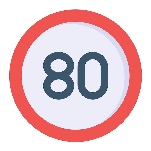 80 Speed Limit Flat Illustration