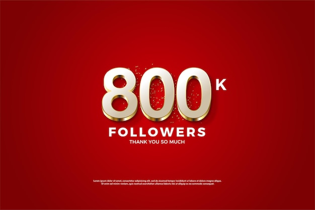 800k followers background with luxury gold number layer