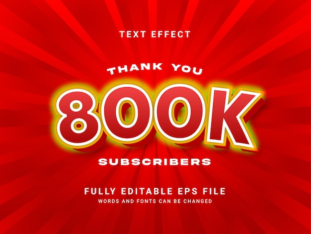 800k Subscriber 3d Editable Text Effect Design