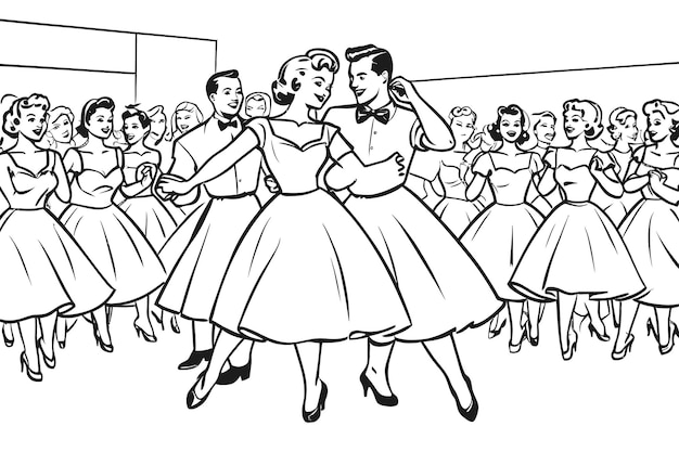 80s dance black and white coloring image coloring