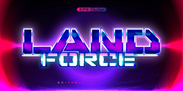 Vector 80s land force editable text effect back to the future theme