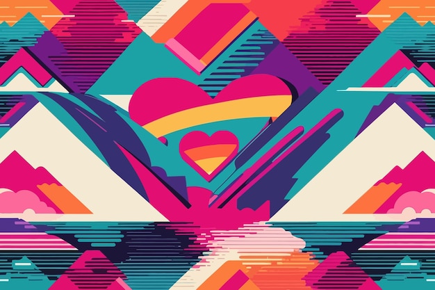 80s love design fabric pattern illustration