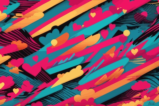 80s love design fabric pattern illustration