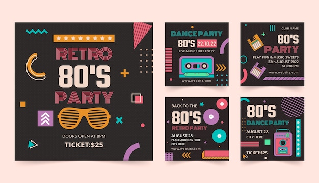 80s party flat ig posts collection