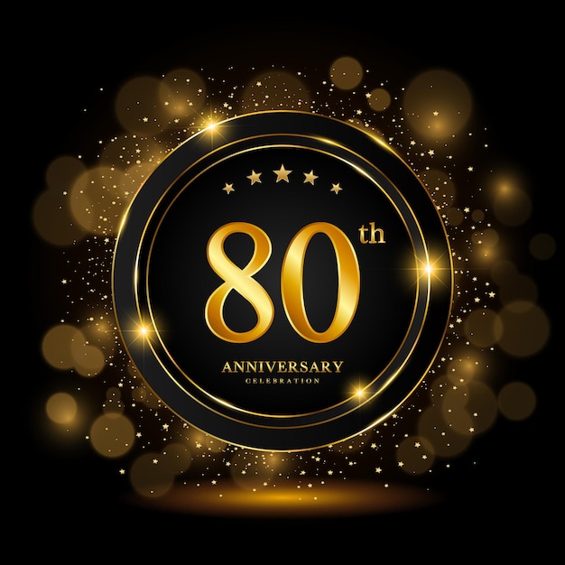 80th Anniversary Celebration Golden anniversary celebration template design Vector illustrations