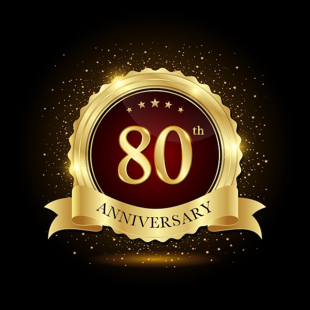 80th Anniversary Golden emblem design for birthday event Anniversary logo Anniversary template