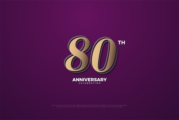 80th anniversary with flat number illustration