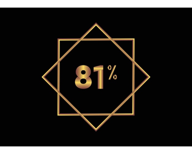 81 percent on black background gold vector image