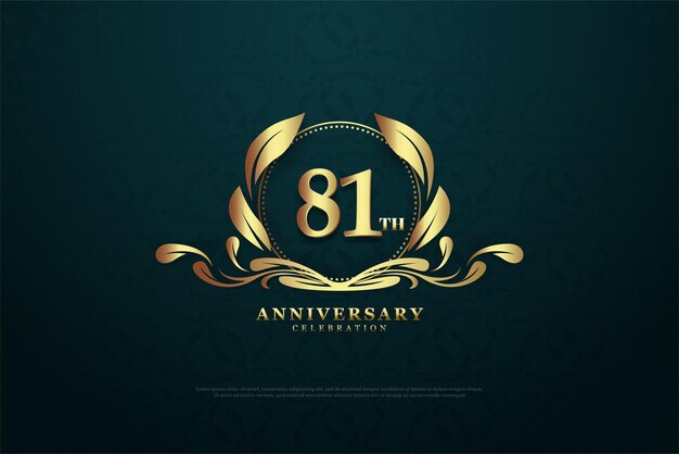 81st anniversary with gold foil wrapping illustration.