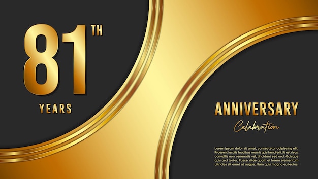 81th Anniversary Celebration template design with gold background and numbers Vector Template