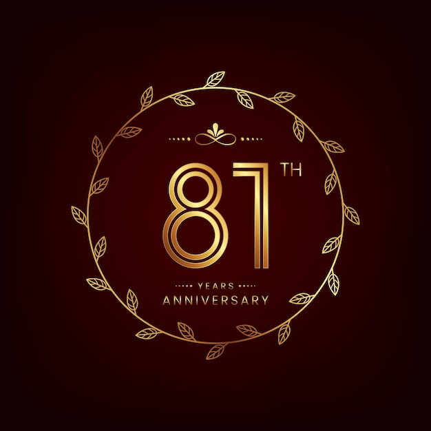 81th anniversary logo with golden number for celebration event invitation wedding greeting card banner poster flyer book cover Vector design