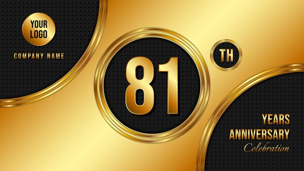 81th Anniversary template design Golden Anniversary Vector Template