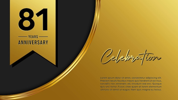 81th anniversary template design with golden pattern and ribbon for anniversary celebration event