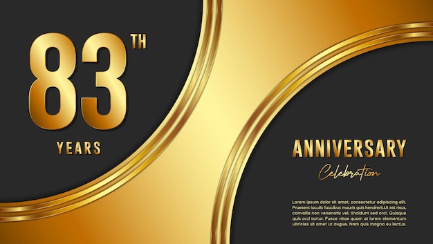 83th Anniversary Celebration template design with gold background and numbers Vector Template