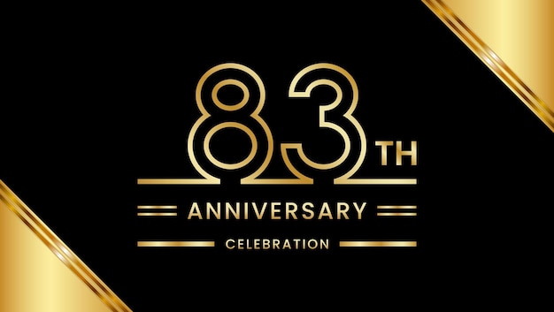 83th Anniversary Celebration with golden text Golden anniversary vector template