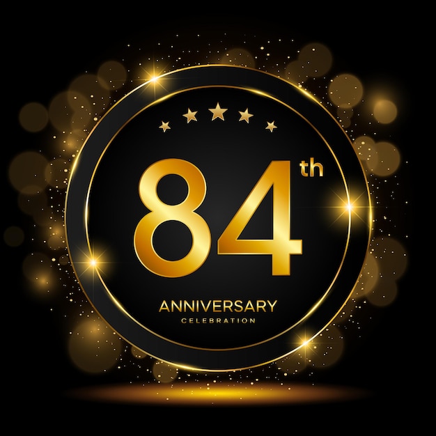 84th Anniversary Celebration Golden Anniversary Template Design Vector Template illustration